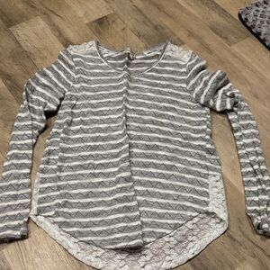 Striped Gray and White Women's Top